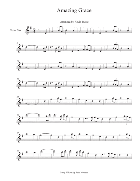 Amazing Grace Tenor Sax Sheet Music