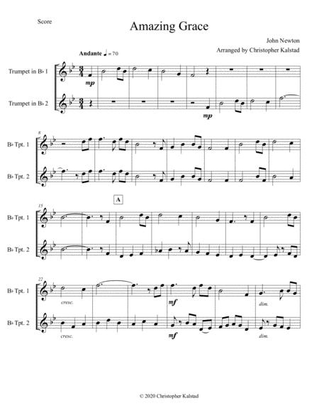 Amazing Grace Trumpet Duet Sheet Music