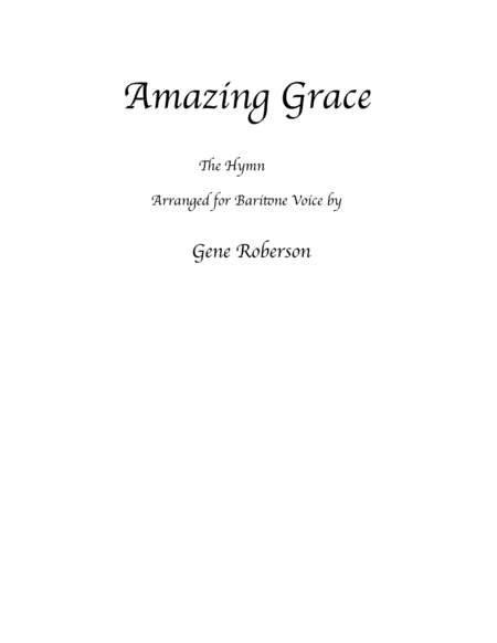 Free Sheet Music Amazing Grace Vocal Baritone