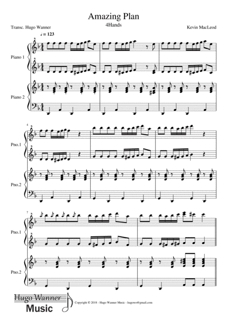 Amazing Plan Four Hands Piano Sheet Music