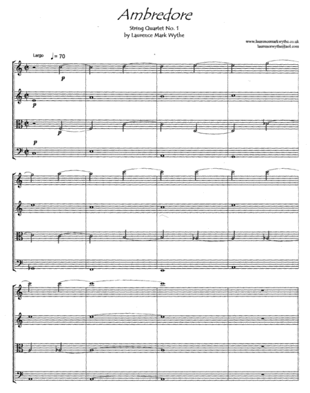 Free Sheet Music Ambredore String Quartet No 1