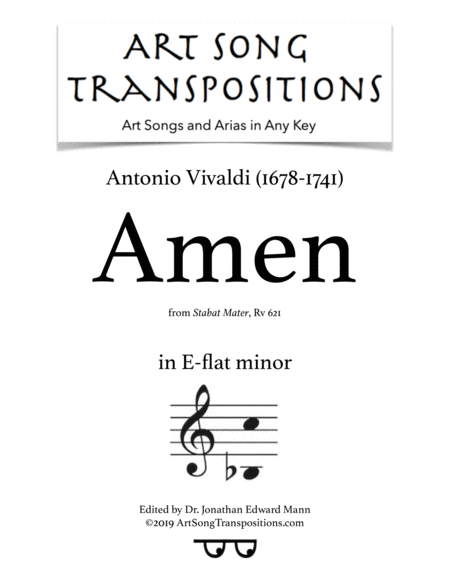 Amen Transposed To E Flat Minor Sheet Music