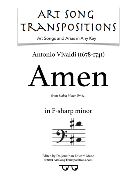 Free Sheet Music Amen Transposed To F Sharp Minor Bass Clef