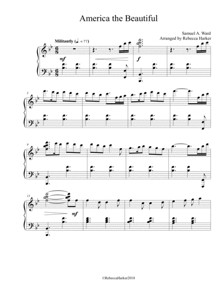 America The Beautiful Advanced Piano Solo Sheet Music