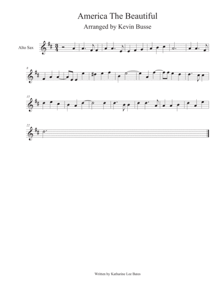 America The Beautiful Alto Sax Sheet Music