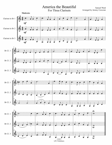 America The Beautiful Clarinet Trio Sheet Music