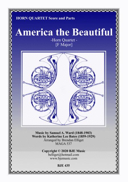 Free Sheet Music America The Beautiful Horn Quartet Score And Parts Pdf