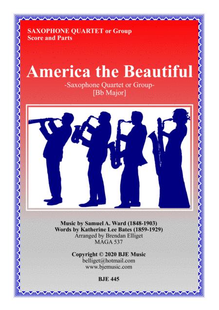 America The Beautiful Saxophone Quartet Or Group Score And Parts Pdf Sheet Music