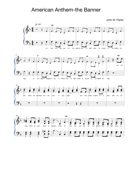 Free Sheet Music American Anthem Thebanner