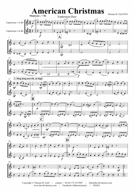 American Christmas Mash Up Rondo Of Best Christmas Songs Euphonium Duet Sheet Music