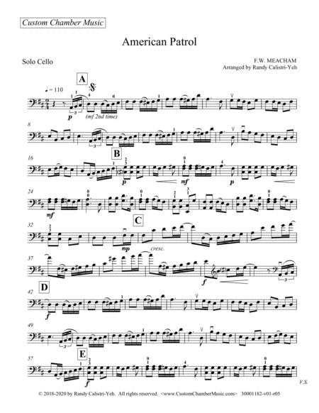 American Patrol For Solo Cello Viola Sheet Music