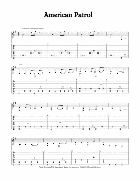 American Patrol March For Fingerstyle Guitar Tuned Cgdgad Sheet Music