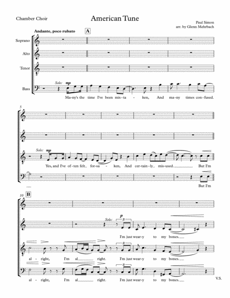 Free Sheet Music American Tune