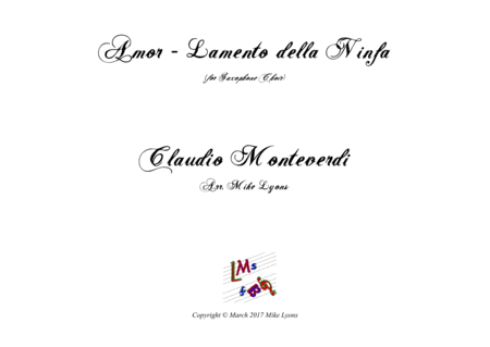 Amor Lamento Della Ninfa Monteverdi Sax Choir Sheet Music