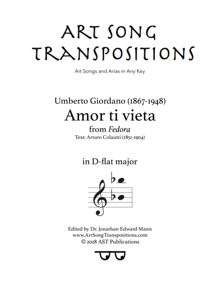 Amor Ti Vieta D Flat Major Sheet Music