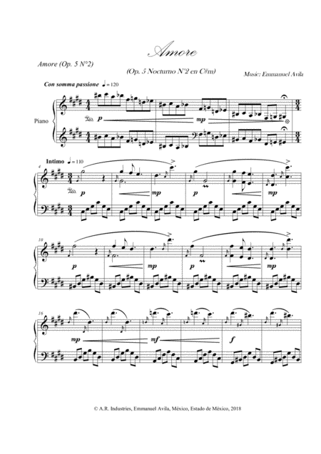 Free Sheet Music Amore Op 5 Nocturne N 2 In C M