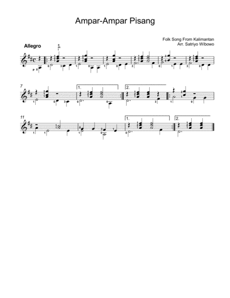 Free Sheet Music Ampar Pisang