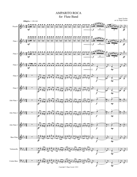 Amparito Roca For Flute Band Flute Choir By J Texidor Sheet Music