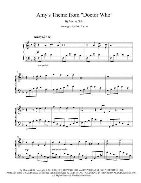 Free Sheet Music Amy Theme From Doctor Who