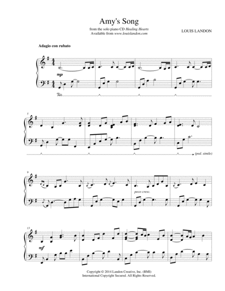 Free Sheet Music Amys Song