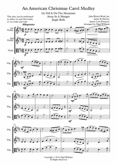 Free Sheet Music An American Christmas Carol Medley For Violin Duet Or Violin And Viola