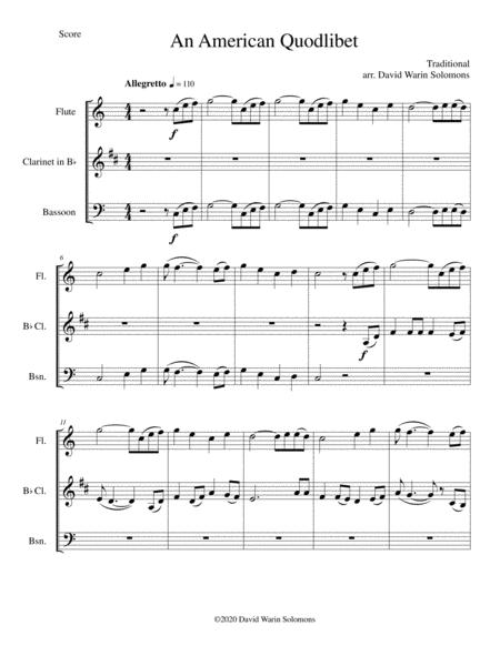 An American Quodlibet For Wind Trio Flute Clarinet And Bassoon Sheet Music