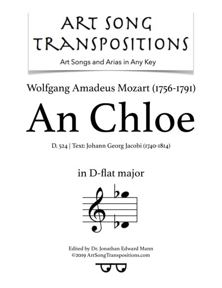 Free Sheet Music An Chloe K 524 D Flat Major
