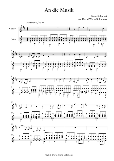 Free Sheet Music An Die Musik For Clarinet And Guitar