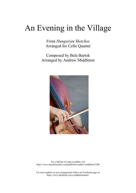 An Evening In The Village Arranged For Cello Quartet Sheet Music