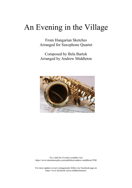 An Evening In The Village Arranged For Saxophone Quartet Sheet Music