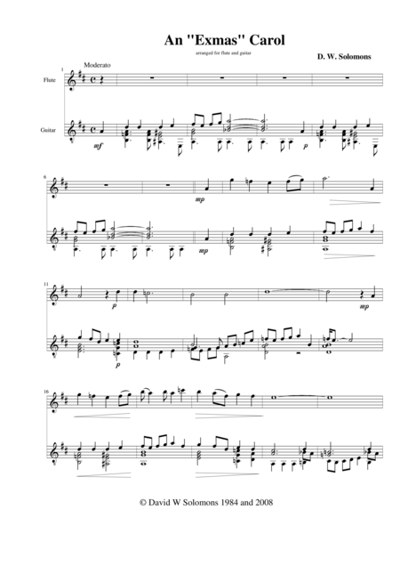 Free Sheet Music An Exmas Carol For Flute And Guitar