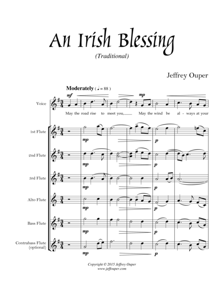 An Irish Blessing For Flute Choir Voice Sheet Music