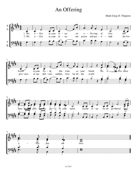 An Offering Sheet Music