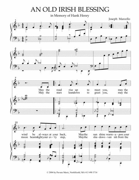 An Old Irish Blessing Prayer For Soprano Piano Sheet Music