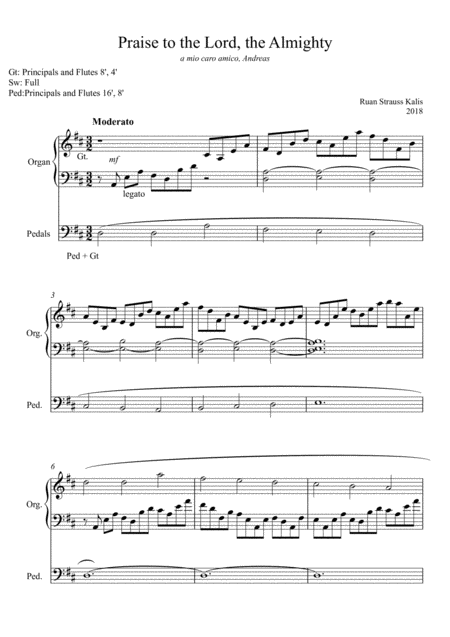 An Organ Postlude Based On The Hymn Tune Praise To The Lord The Almighty Sheet Music