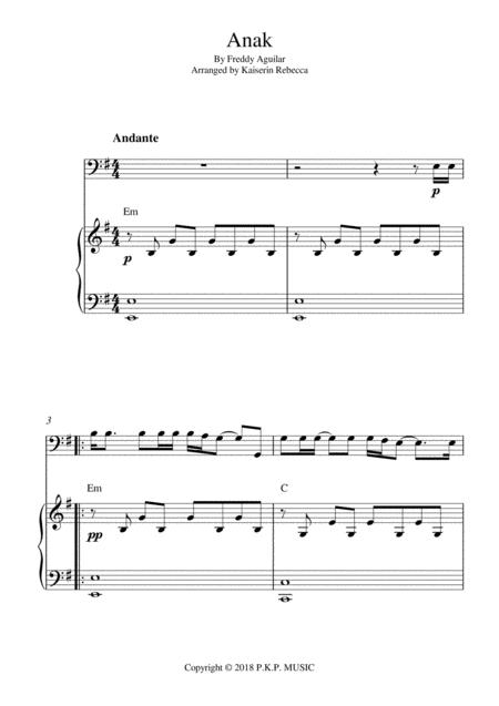 Anak Double Bass Solo And Piano Accompaniment Sheet Music