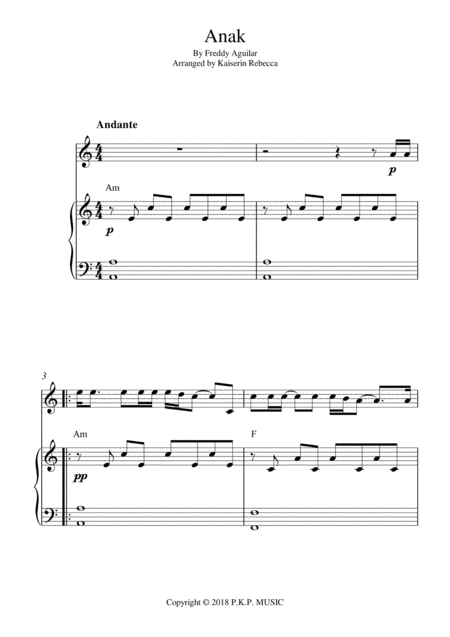 Free Sheet Music Anak Oboe Solo And Piano Accompaniment