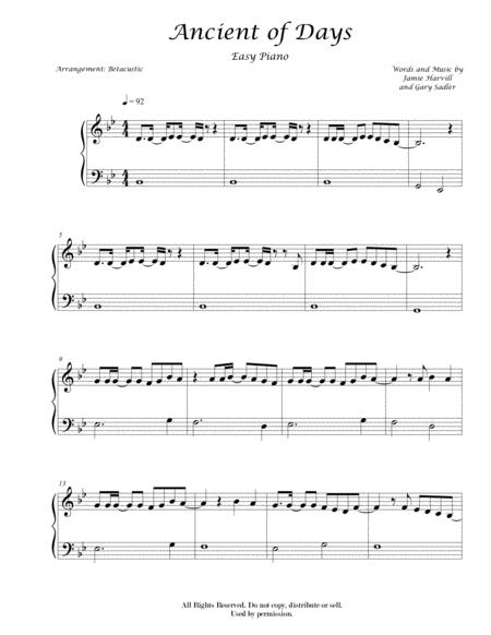 Ancient Of Days Sheet Music Easy Sheet Music