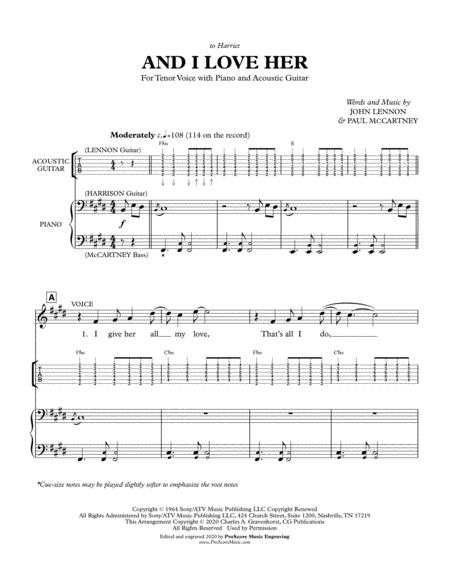 Free Sheet Music And I Love Her Voice With Piano Guitar