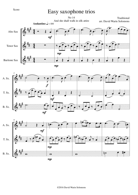 And She Shall Walk In Silk Attire For Saxophone Trio Sheet Music
