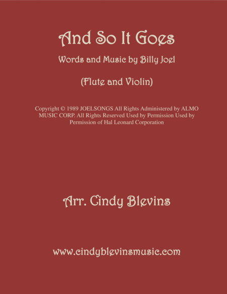 And So It Goes Arranged For Flute And Violin Sheet Music