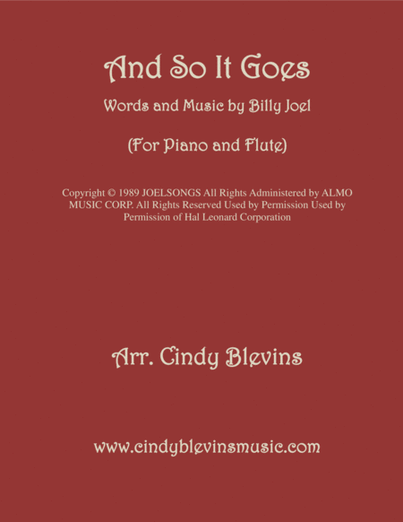 And So It Goes Arranged For Piano And Flute Sheet Music