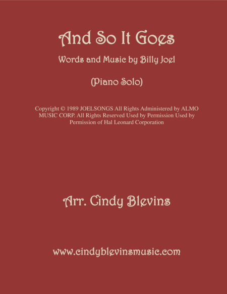 Free Sheet Music And So It Goes Arranged For Piano Solo