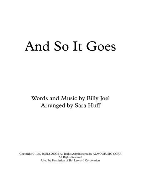 And So It Goes Piano Solo Sheet Music