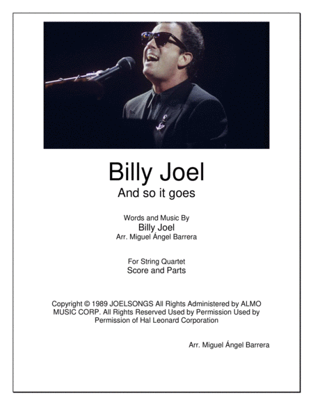 And So It Goes String Quartet Billy Joel Sheet Music