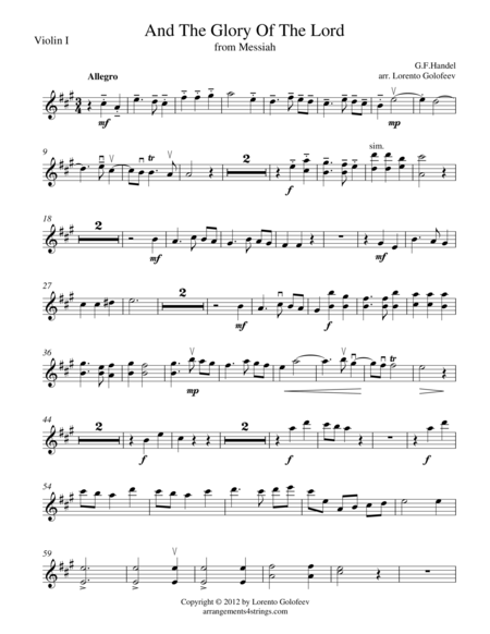 Free Sheet Music And The Glory From Messiah