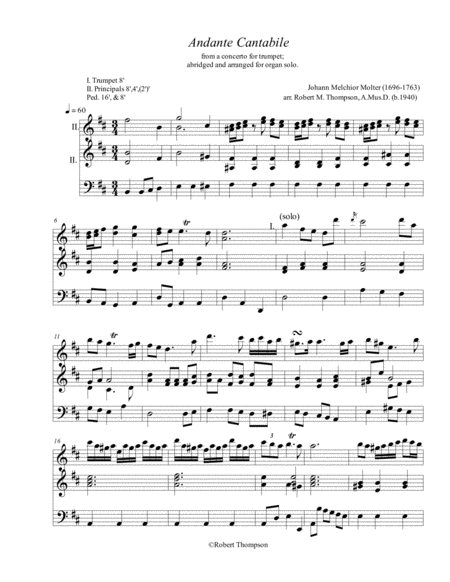 Andante Cantabile For Organ Sheet Music