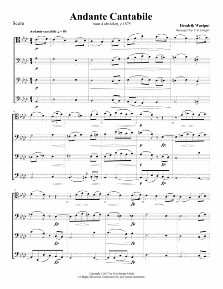 Free Sheet Music Andante Cantabile For Trombone Or Low Brass Quartet