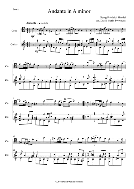 Andante For Cello And Guitar Sheet Music