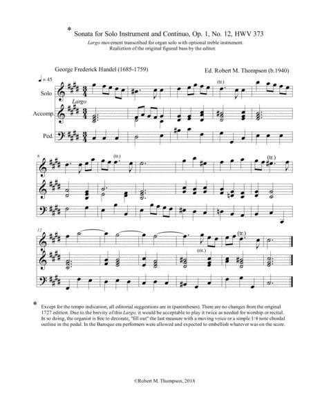 Andante For Organ Or Organ And Treble Instrument Sheet Music